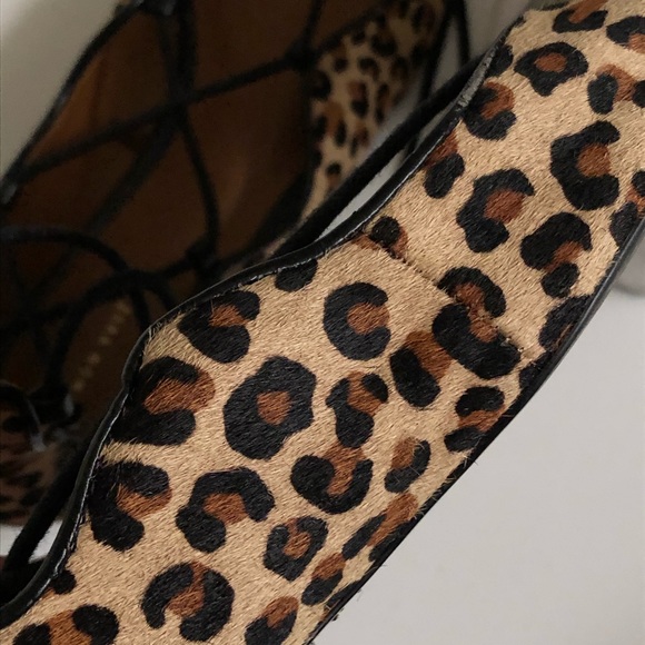 ZARA Leopard Print Lace Up Flats - Picture 7 of 11